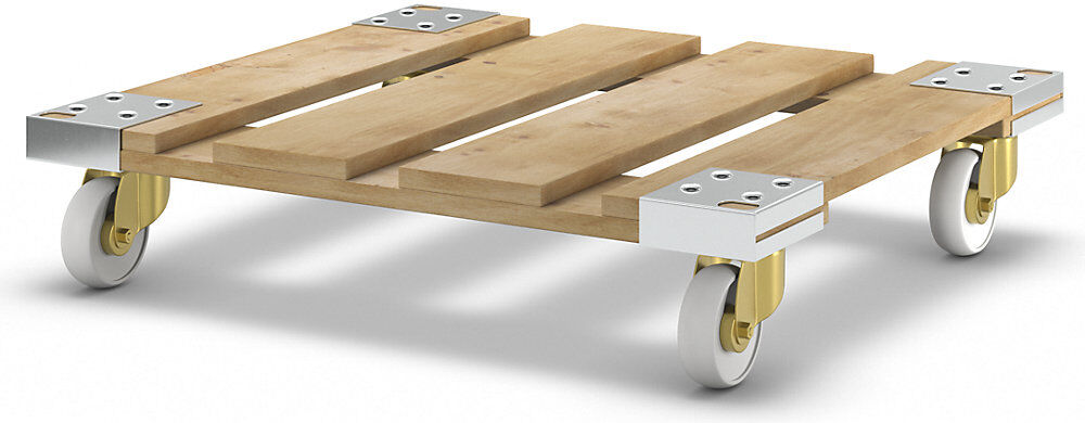 kaiserkraft Rollplatte, Holz, Tragfähigkeit 500 kg, Gewicht 13 kg