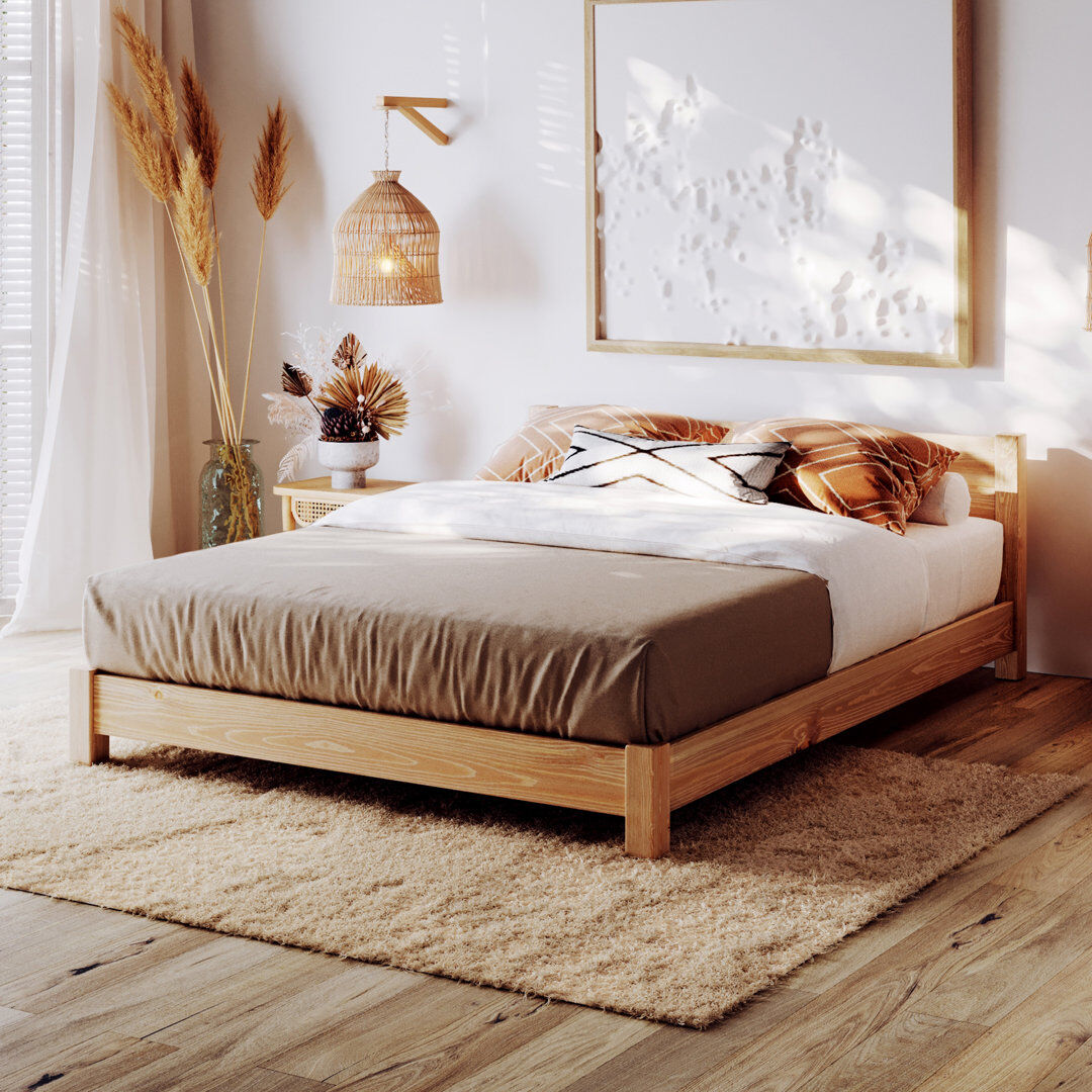Ebern Designs Hardiman Bed Light Wood Kingsize (5')