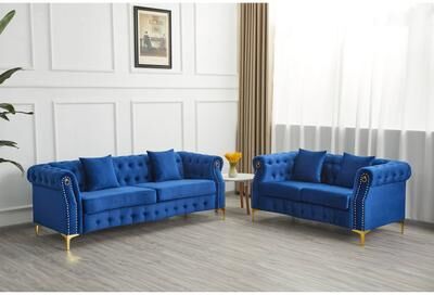 AMERROBIL Velvet 2 Piece Loveseat and Sofa Living Room Set