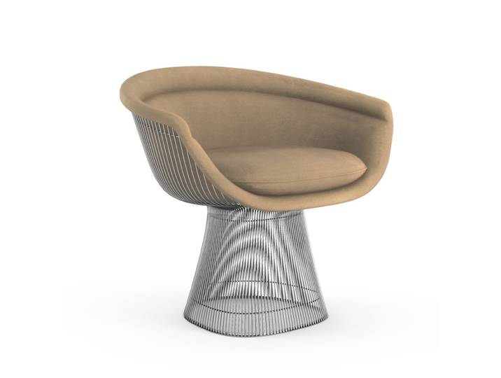 KNOLL fauteuil PLATNER (Sandstone / Nickel - Tissu Knoll Velvet / Métal)