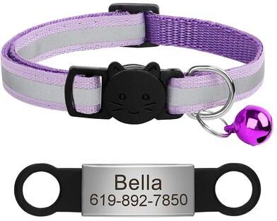 Uplift Treasures Personalized Reflective Cat Collar With Engraved ID Tag 21
