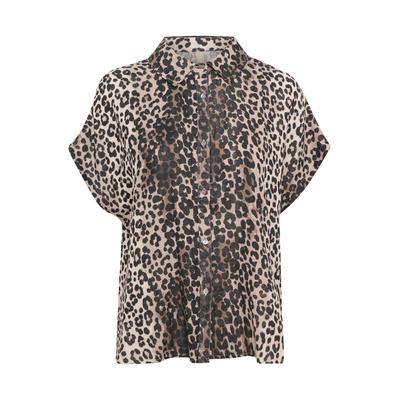 Hemdbluse CULTURE "Damen Hemd kurzarm CUmyra", Damen, Gr. S, orange (leopard), Obermaterial: 100% Baumwolle CO., Blusen Hemdbluse