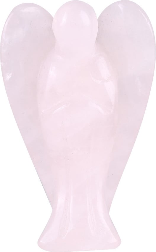 Handgesneden Rozenkwarts Engel Decoratieve Helende Steen, 3,8 cm