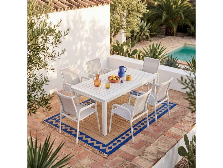 HABITAT - Table à manger de jardin extensible en aluminium - Blanc cassé - Nisa