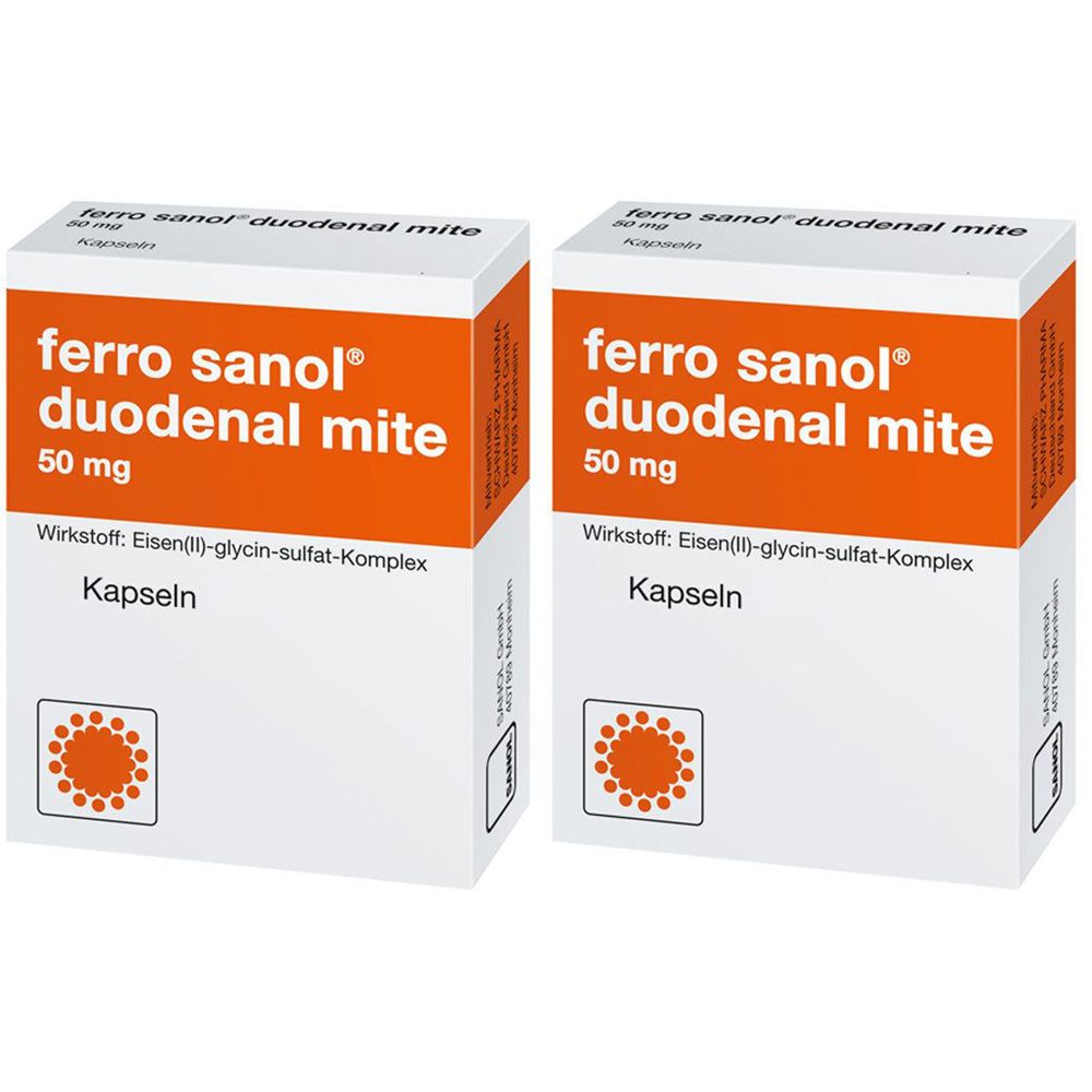 ferro sanol duodenal mite 50 mg Kapseln Doppelpack 2x100 St Magensaftresistente Hartkapseln
