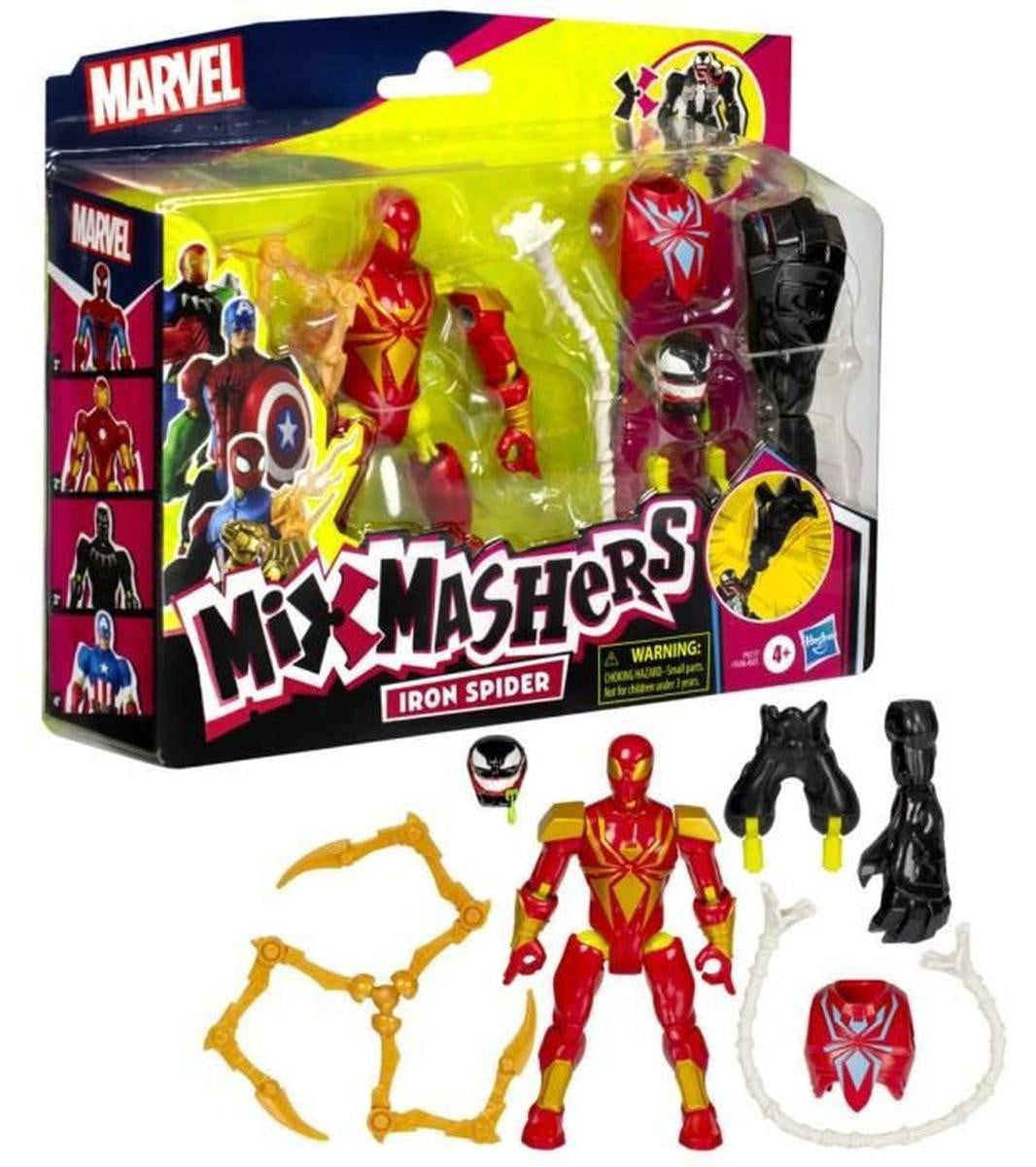 Hasbro Marvel MixMashers Iron Spider Deluxe aanpasbaar speelgoedfiguur, 12 cm