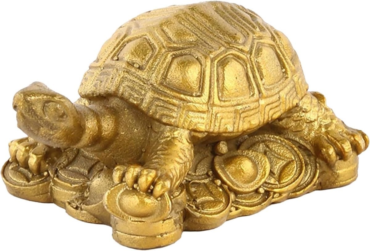Goudkleurig Messing Schildpad Beeldje met Gelaagd Ontwerp voor Bureau Decoratie - Hoogte: 64 cm