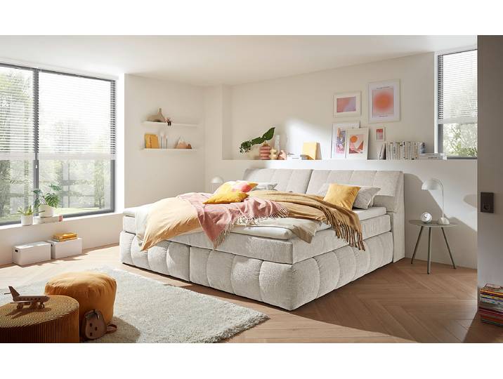 Familienbett Boxspringbett Kesele 240 x 200cm Chenille Triss Beige