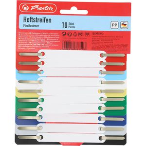 Herlitz Heftstreifen 8767501, 34 x 150mm, farbig sortiert, aus Kunststoff, 10 Stück