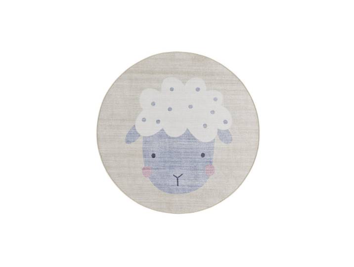Atticgo Kinderteppich Waschbar Creme Candy 120/120 cm, Tiere, Rund, 120x120 cm, waschbar, antistatisch, leicht zusammenrollbar, rutschfeste Unterfläche, Teppiche und Böden, Teppiche, Kinderteppiche