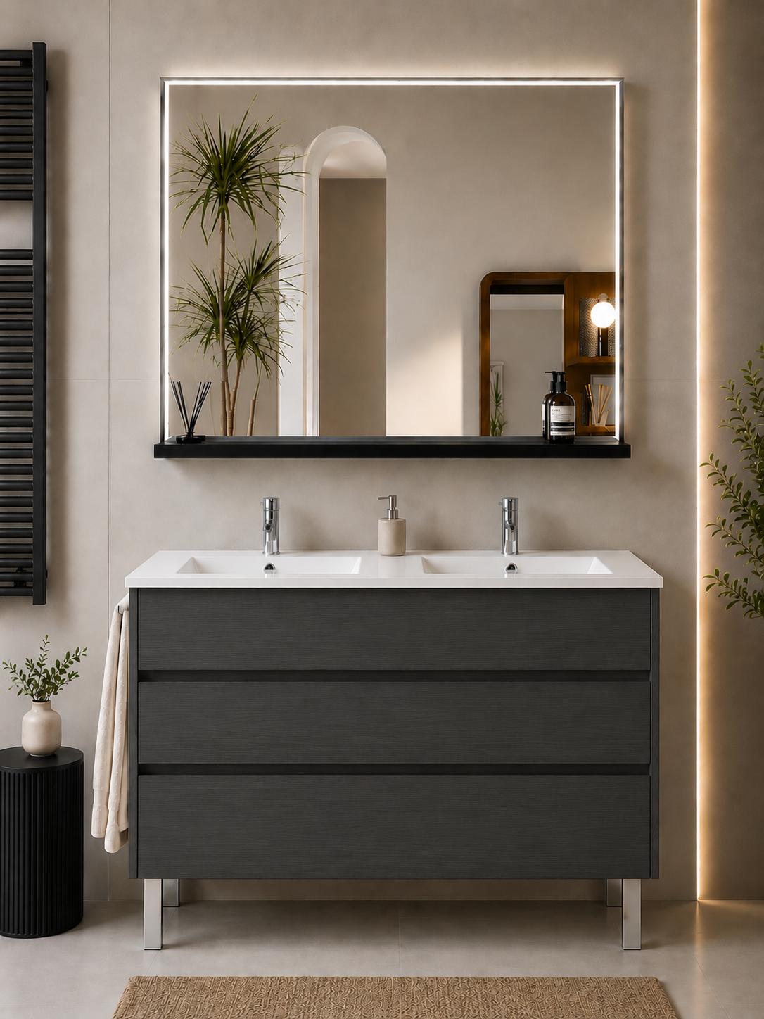 ORIGEN BATH IMPERIA Badmöbel mit Doppelwaschbecken 120x45 cm, Graphit