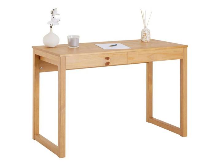 Bureau en bois avec 2 tiroirs NOAH design scandinave en pin massif coloris naturel