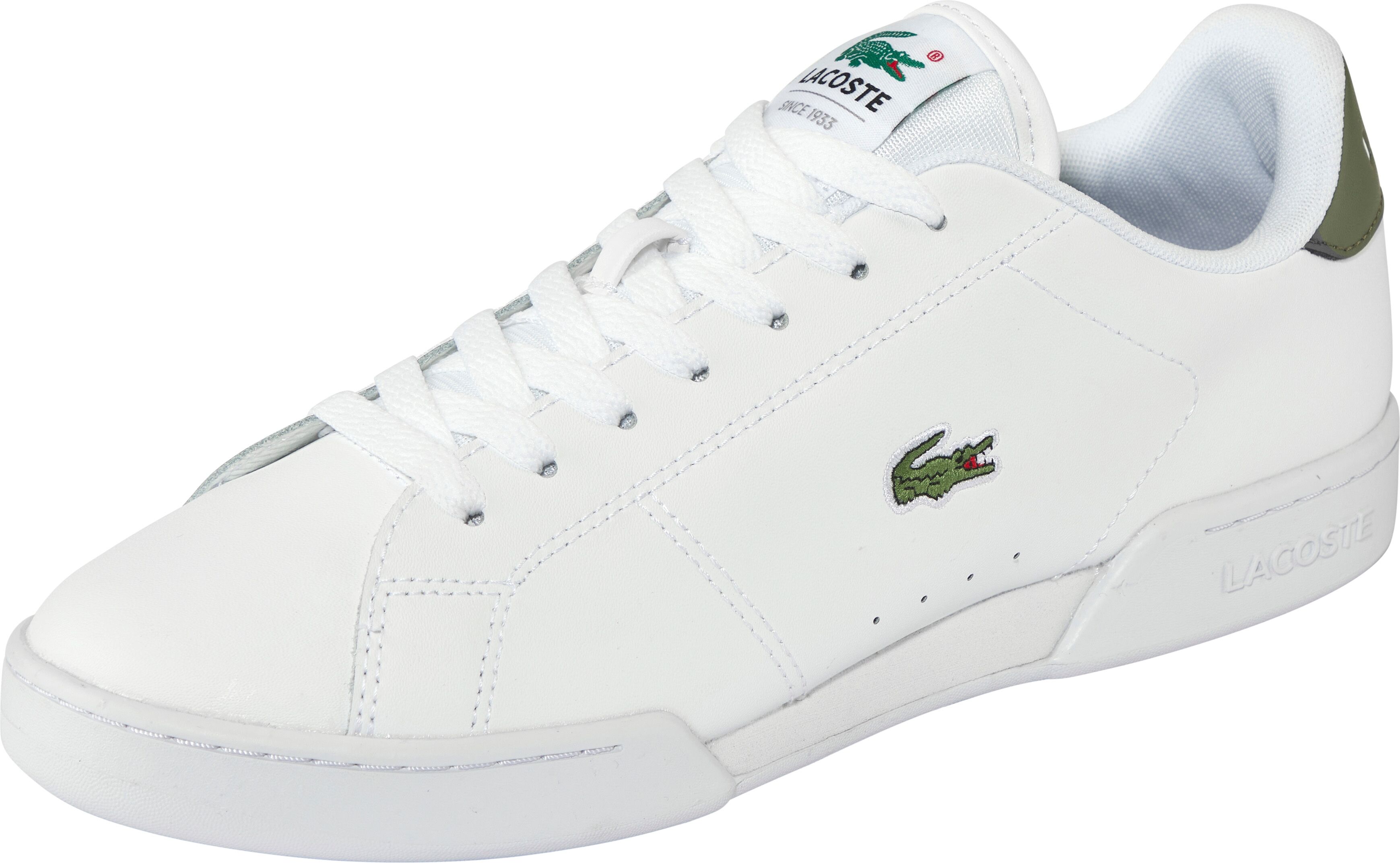 Sneaker LACOSTE "LACOSTE CARNABY CUP", Herren, Gr. 44,5, Polyester, weiß (wht, khk), Leder, Schuhe Sneaker