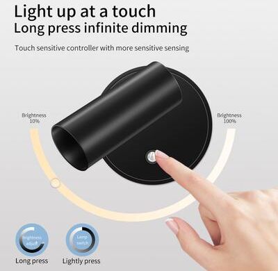 Combo Retail Shop Rechargeable Magnetic Suction Lamp, Wireless Bedroom Bedside Reading Lamp, Mural Wall Washing Spotlight black