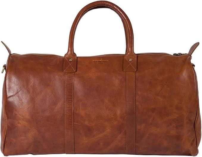 Silecomplaza '- Weekender aus Leder für Herren (No 17-1), Reisetasche 30x60x28 cm, Handgefertigte Echtleder Umhängetasche mit Schultergurt, Cognac-Braun