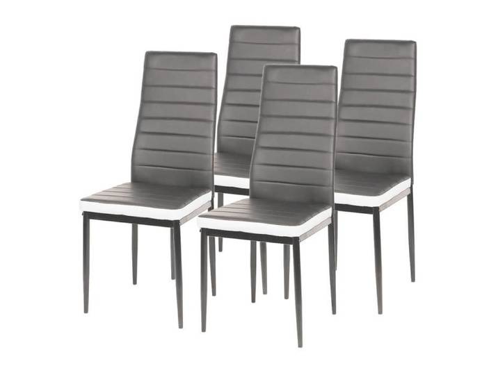 PEACHES Chaise 4 chaises horizontales difficilement pliables et déformables grises et blanches.