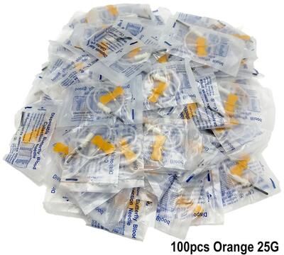 Inspired Living Disposable Butterfly Blood Collection Needles For Pets, Double Wing Animal Care Needles 100pcs Orange 25g