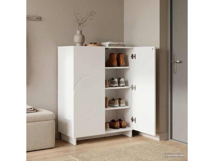 Moderne Meuble à chaussures élégant - 73x38x87 5 cm - Bois d'ingénierie - Blanc - Meuble d Entrée Couloir @FR 5359