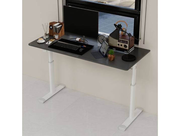 Bureau ajustable en hauteur à manivelle gris FloraGrace
