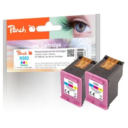 Peach Doppelpack Druckköpfe color kompatibel zu HP No. 303 C*2, T6N01AE*2