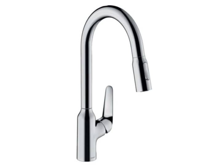 hansgrohe Küchenarmatur (Wasserhahn Küche 360° schwenkbar, ausziehbare Brause mit 2 Strahlarten, hoher Komfort-Auslauf 220mm, Standardanschlüsse) Chrom