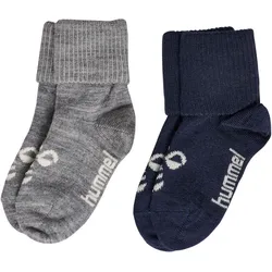 2er Pack hummel hmlMINI Baby Wollsocken 7797 - dress blues/grey melange 18-20