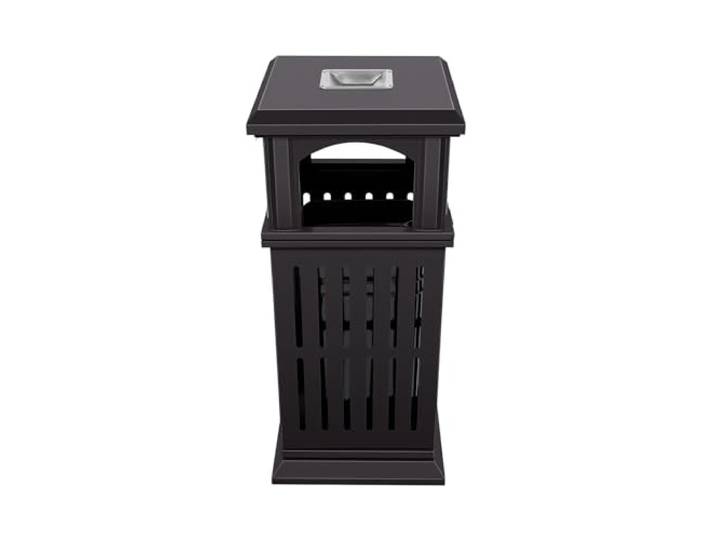 Outdoor Mülleimer 90cm, mit Aschenbecher, Edelstahl, Schwarz Edelstahl 201, 90 cm Höhe, mit Aschenbecher, 2 Schlüssel, für Park, Terrasse & Lobby