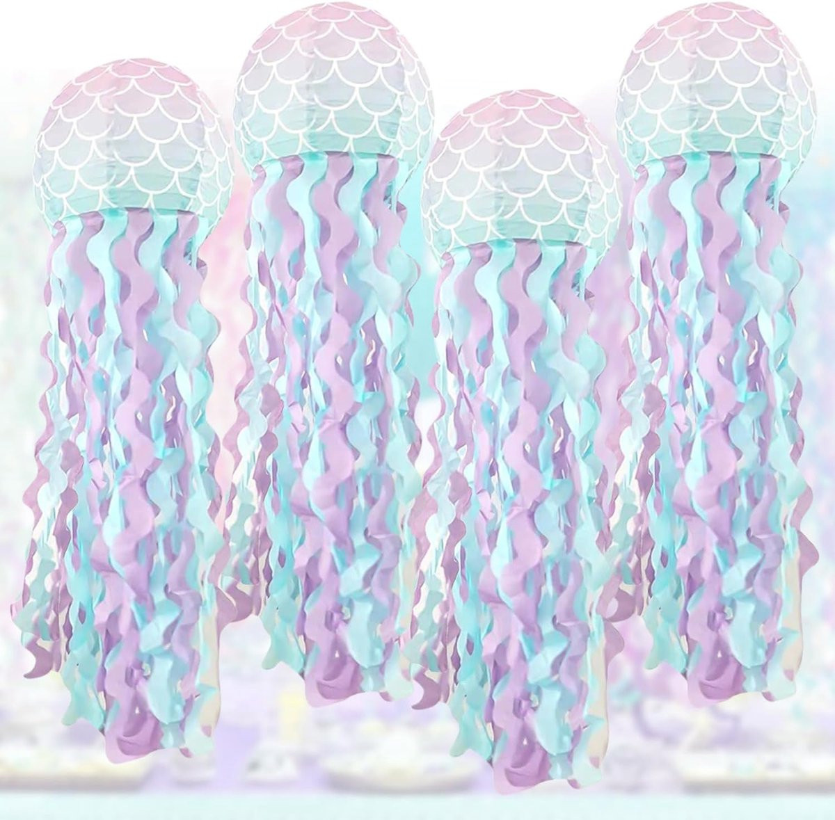 Papieren Lantaarn Jellyfish Decoratie Zeemeermin Kleurverloop 25 cm