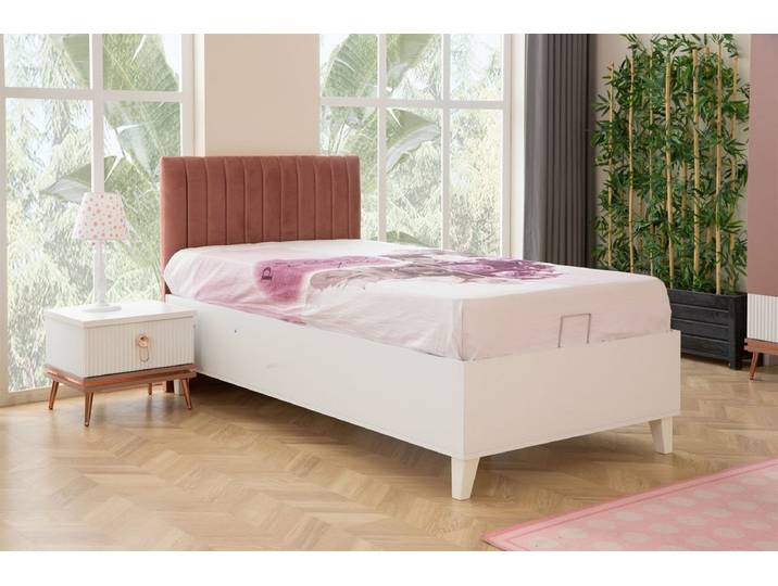 Xlmoebel Jugendbett Rosa Kinderbett mit Polsterung und ausziehbarem Holzrahmen (Kinderbett, 1-tlg., Kinderbett), Hergestellt in Europa