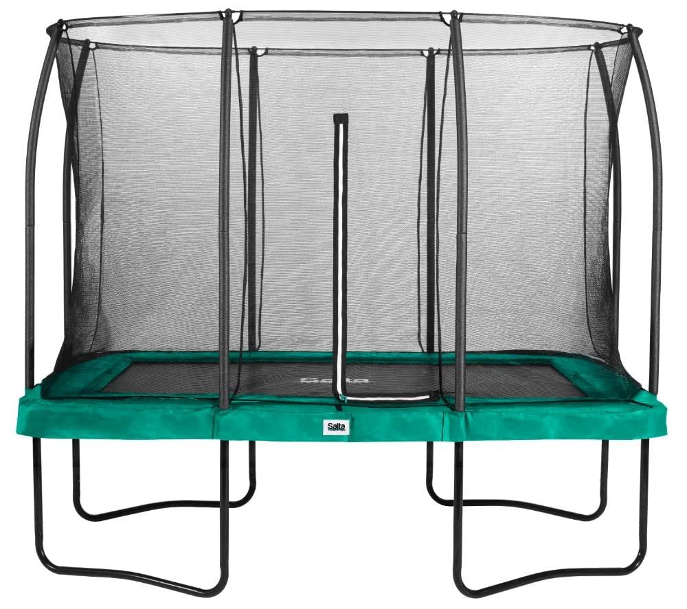 Trampolin Gartentrampolin Sprungtuch - 305 x 214 cm - Mit Sicherheitsnetz - 72 Doppelkonische Federn - Grün