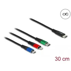 DeLOCK USB Ladekabel 3 in 1 USB Type-C™ zu Lightning™ / Micro USB / USB Type-C™ 30 cm