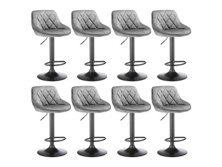 Tabouret de Bar - QIFAshma - Lot de 8 Sièges Rembourrés - Gris - Réglable en Hauteur