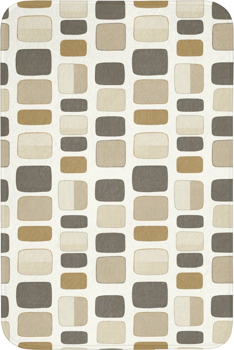Grijs Vintage Badmat met Blokkenpatroon en Antislip - 60 x 90 cm