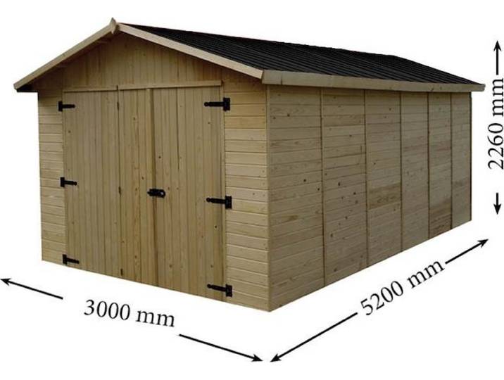 Garage Eden Double Pente 15\,60 m² – Épicéa Massif 16 mm – Plaques Ondulées Bitumées – Sans Plancher