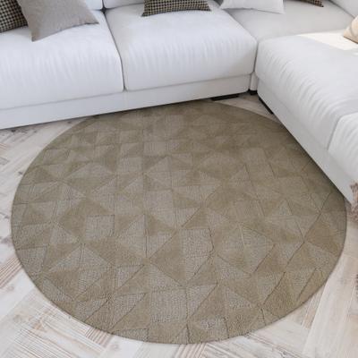Wollteppich WECON HOME "Hamptons THIRTYSEVEN", beige (sand beige), H:15mm Ø:200cm, Schurwolle, Teppiche, Schurwolle, Kurzflor, Wohnzimmer, elegant, geometrisches Muster