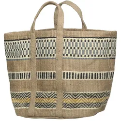 Chic Antique Jute Korbtasche mit Henkel, opal