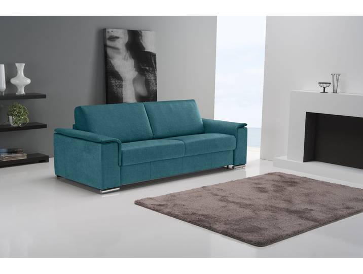 2,5-Sitzer EGOITALIANO Cecilia, modern & elegant, erstklassiger Sitzkomfort, Breite 234cm , blau (teal), B:234cm H:85cm T:102cm, Sofas, 2 5-Sitzer, mit verchromten Metallfüssen