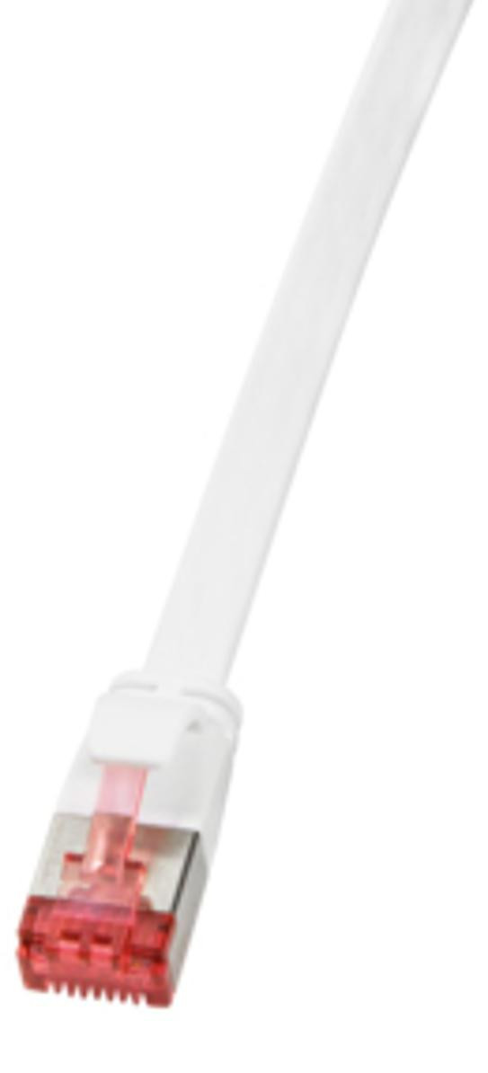 LogiLink CAT 6A SlimLine plat netwerkkabel, afgeschermd (PIMF), wit, 5 meter