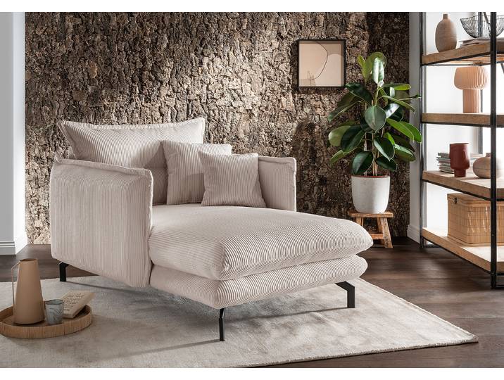 home24 XXL-fauteuil beige Corduroy Duana 111 x 101 x 167cm