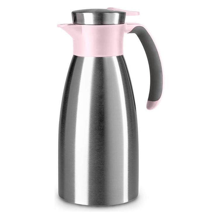 Emsa Isolierkanne SOFT GRIP, 1,0 Liter, Edelstahl / rosa Einhandbedienung durch Quick-Tip-Verschluss, 100 (1 l) (N4120300)