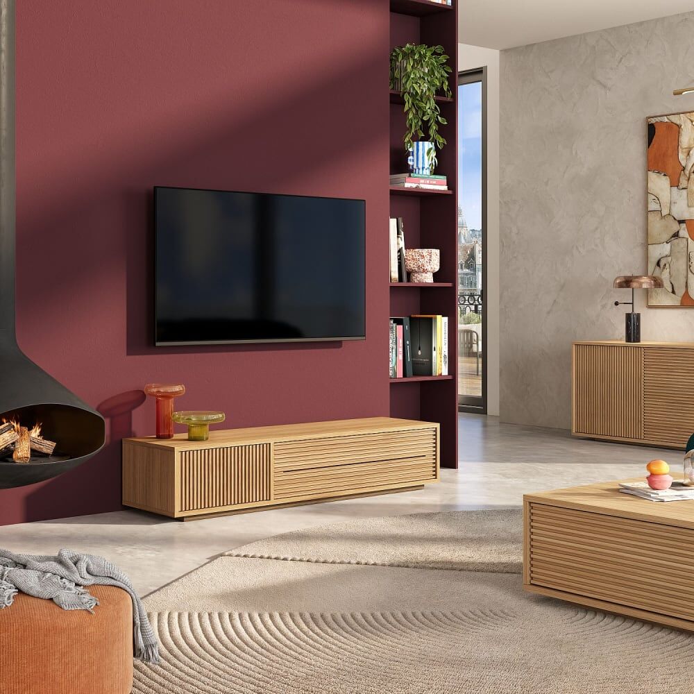 Habitat Meuble tv en chêne - naturel Marron 160x34x45cm