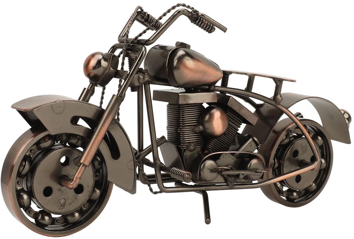 Dailygoods Retro Motorfiets Decoratie - Vintage IJzeren Ornament voor op je Bureau - B/D/H: 26 x 13 x 7 cm