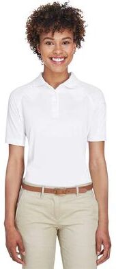 Harriton M211W Women's Advantage Tactical Polo Shirt in White size Small   Polyester