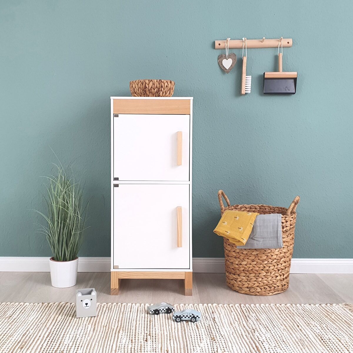 Kinder-Kühlschrank MUSTERKIND "Ficus, weiß/natur", weiß (weiß, natur), Spielzeug-Haushaltsgeräte, KinderB:34cm H:83cm T:32cm, B:34cm H:83cm T:32cm