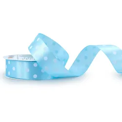Creativery 25mm Satinband 25m Punkten Schleifenband Geschenkband Dekoband Stoffband Hellblau