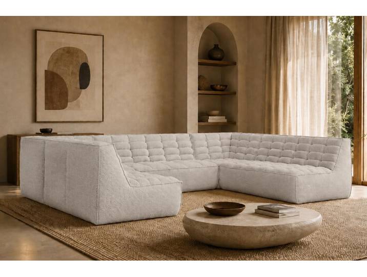 Kaiser Möbel Ecksofa U XL Modulares U-Form, Plüschstoff Pop, Beige, LAZY U XL