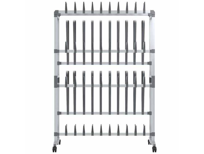 Meuble entree - - CHIC - Étagère à chaussures avec roulettes Argenté 89x27x120 cm - 3.7 kg FR634009