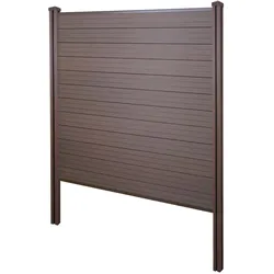 WPC-Sichtschutz Savoie, Windschutz Zaun, WPC-Pfosten zum Einbetonieren ~ Basiselement, 195cm braun
