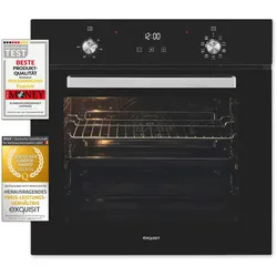 Exquisit Einbaubackofen EBE76-9-H-020 schwarz | Energieeffizienzklasse A | 75,6 l Garraum | Einbaubackofen 60 cm
