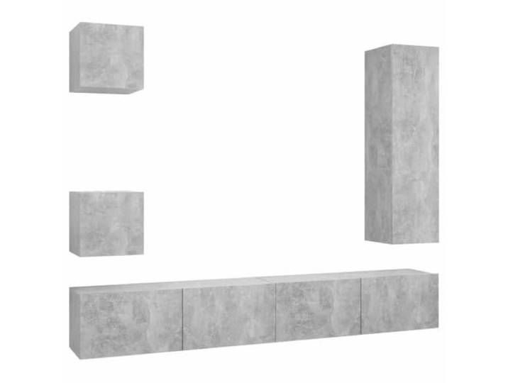 Makastle 5-TLG. TV-Schrank-Set Betongrau Holzwerkstoff